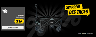 Spardeal des Tages bei SportSpar.de – MUWO faltbarer Bollerwagen 100 L, max. 110 kg – verschiedene Farben für 31,79€!