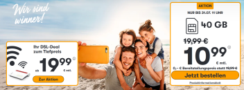 winSIM – 10GB/20GB/40GB/60GB/Unlimited Datenvolumen ab 6,99€ je Monat!
