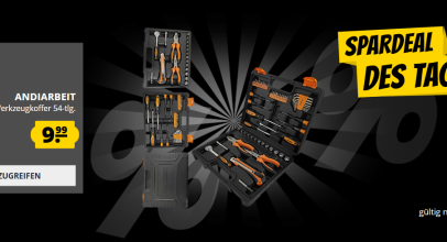Spardeal des Tages bei SportSpar.de – ANDIARBEIT® “Geselle” Werkzeugkoffer Set 54-tlg. schwarz für 9,99€!