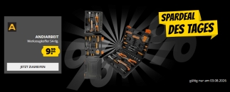 Spardeal des Tages bei SportSpar.de – ANDIARBEIT® “Geselle” Werkzeugkoffer Set 54-tlg. schwarz für 9,99€!