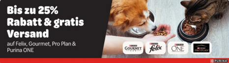 Zooplus – Purina-Angebote – bis 25% Rabatt auf tierische Lieblingsprodukte + versandkostenfrei!