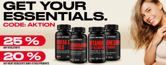 Body Attack – AKTION – 25% Rabatt auf Vitalstoffe + 20% Rabatt auf nicht reduzierte Body Attack Produkte!