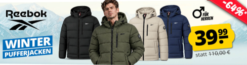 REEBOK Winter Herren Pufferjacken bei SportSpar – mit 64% Rabatt!