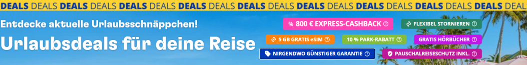 ab-in-den-urlaub.de – URLAUBSDEALS – Reiseziele mit bis zu 60% Rabatt + bis 800€ Cashback!