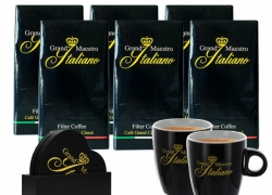 Kaffeevorteil: 49% Rabatt auf gemahlenen Kaffee + 2 Tassen + GRATIS Untersetzer!