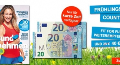 12 Ausgaben „Fit For Fun“ für 43,20€ inkl. 40€ Verrechnungsscheck