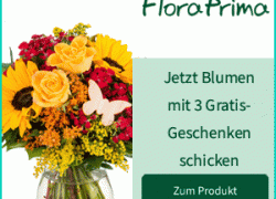 FloraPrima – Gratis-Vase, Ferrero Rocher 2er Riegel (25 g) & Gratis-Grußkarte!