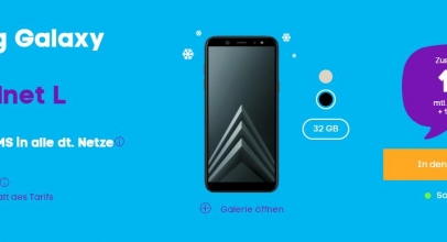 Blau Allnet L (3 GB LTE + Telefon + SMS Flat) + Samsung Galaxy A6 (2018) für 13,99€/Monat (einmalig 5,99€)