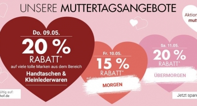 Muttertagsangebote bei Karstadt.de: 20% Rabatt auf Handtaschen und Kleinlederwaren!
