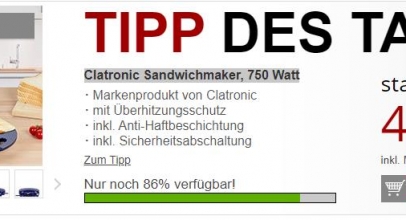 Druckerzubehoer: Clatronic Sandwichmaker, 750 Watt + 2 Gratisartikel für 4,99€