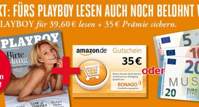 6 x Playboy für 39,60€ inkl. 35,-€ Verrechnungsscheck + 1 Gratis-Ausgabe