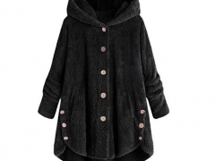 Trisee Damen Herbst/Winter Plüschjacke mit Kapuze für 10€