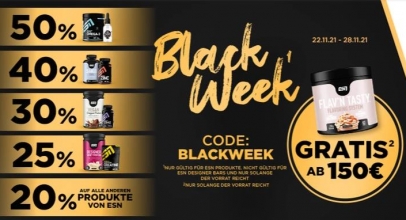 Fitmart – Blackweek – bis zu 50% Rabatt auf alle ESN Produkte!