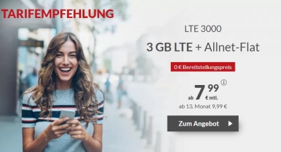 MaXXim: Allnet-Flat LTE 3000 3 GB ab 7,99€/Monat