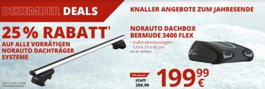 A.T.U. – 25% Rabatt auf alle vorrätigen NORAUTO Dachträger Systeme!