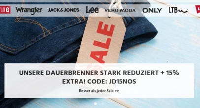 Dauerbrenner stark reduziert – mit bis zu 50% Rabatt + 15% Extra-Rabatt bei Jeans direct!