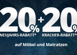 Höffner: 20% Neujahrs-Rabatt + 20% Kracher-Rabatt auf Möbel und Matratzen!
