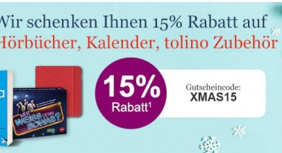 eBook.de: 15% Rabatt auf Hörbücher, Kalender, tolino Zubehör u.v.m.!