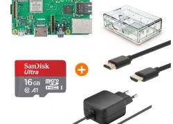 Raspberry Pi 3 Multimedia Bundle Model B+ Gehäuse + Netzteil + SanDisk 16GB Ultra microSD + HDMI-Kabel für 62,99€