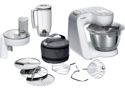 Bosch CreationLine MUM58W20 Küchenmaschine mit Durchlaufschnitzler und Mixer-Aufsatz (1.000 Watt) – Weiß / Silber für 195€