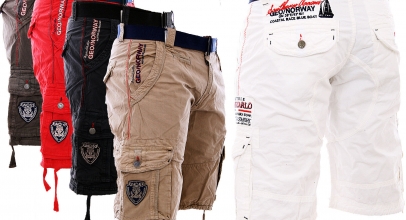 Geographical Norway Herren Cargo Shorts  Bermuda knielang Poudre mit Gürtel für 39,90€ inkl. Versand!