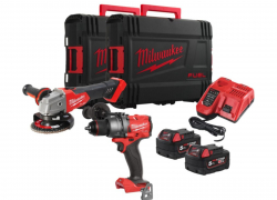 Milwauke Maschinen-Set M18FPP2E3-502X: M18 FPD3-502X + M18 FSAG125X-0X, 2×5,0 Ah für 476,99€ inkl. Versand!