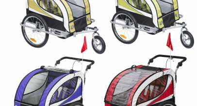 2-in-1 Fahrradanhänger 2 Kinder Jogger 360° Drehbar für 95,39€ inkl. Versand!