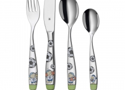 WMF Kinderbesteck 4tlg. Pitzelpatz Fußball ab 3 Jahre Edelstahl poliert für 14,99€ inkl. Versand!