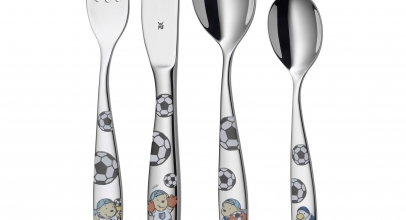 WMF Kinderbesteck 4tlg. Pitzelpatz Fußball ab 3 Jahre Edelstahl poliert für 14,99€ inkl. Versand!