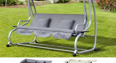 Hollywoodschaukel 3-Sitzer Gartenschaukel mit Dach Liegefunktion für 204,90€ inkl. Versand!