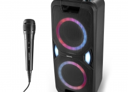 MEDION Party Soundsystem Tower LED Karaoke Radio Akku 2x 220W Bluetooth für 99,99€ inkl. Versand!