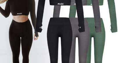 JELEX Amelia Damen Sport Fitness Langarm Top und Leggings für 8,99€ inkl. Versand!