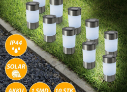 10er Set Solar Garten-Wege-Lampen BIG TUBE mit Erdpieß IP44 für 29,99€ inkl. Versand!