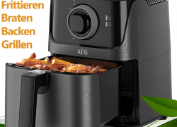 AEG Heißluftfriteuse Granite Black Air Fryer Fritteuse Schwarz ohne Öl Fett Deli für 49,99€ inkl. Versand!