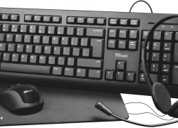 Trust Primo Tastatur-Maus-Mauspad-Kopfhörer Büro Deskset Home Office Set Schwarz für 9,99€ inkl. Versand!