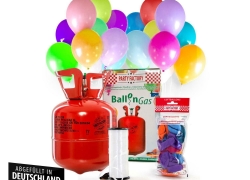 Ballongas Helium im Set mit 20 Luftballons, Einwegflasche Heliumgas 0,14m³ für 22,41€ inkl. Versand!