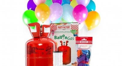 Ballongas Helium im Set mit 20 Luftballons, Einwegflasche Heliumgas 0,14m³ für 22,41€ inkl. Versand!