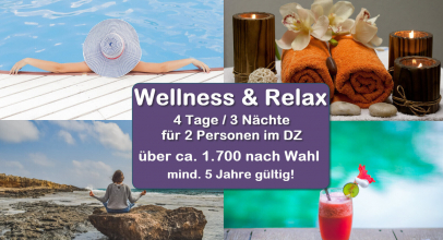 *WOW* HotelDEAL Wellness & Relax für 2 Personen, ca. 1.700 Hotels bis 5* n. Wahl für 47,20€ inkl. Versand!