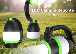 B.K.Licht LED Campingleuchte Taschenlampe Tischleuchte Zelt – 3 x AA Batterien – für 5,99€ inkl. Versand!