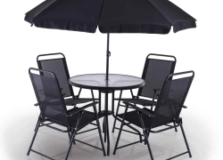 Practixx Balkonset 6-teilig – neigbarer Sonnenschirm, Glastisch & 4 Klappstühle für 134,99€ inkl. Versand!