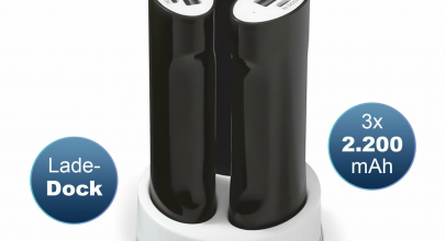 3er Set USB Powerbank 2200 / 6600 mAh mit Ladestation für 11,99€ inkl. Versand!