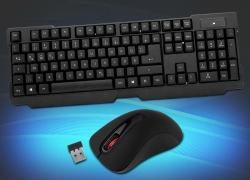 Funk Tastatur Maus Set kabellose schnurlose 10 Meter QWERTZ 1000 DPI LED Eaxus für 15,99€ inkl. Versand!