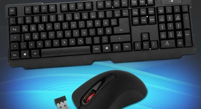 Funk Tastatur Maus Set kabellose schnurlose 10 Meter QWERTZ 1000 DPI LED Eaxus für 15,99€ inkl. Versand!