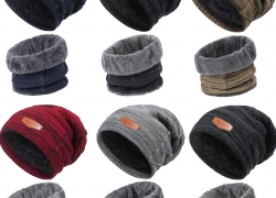 A. Salvarini Unisex Winter Strick-Set Schal Mütze Beanie Teddyfell für je 12,90€ inkl. Versand!