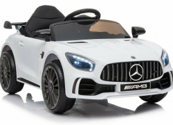 Kinder Elektro Auto Mercedes AMG GTR weiß, EVA, Leder etc. für 165,-€ inkl. Versand!