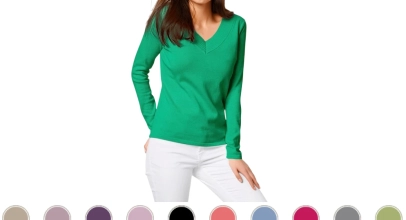 Pullover Damen V-Ausschnitt aus reiner Baumwolle verschiedene Farben und Größen für 17,90€ inkl. Versand!