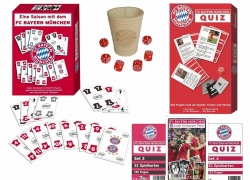Großes FC Bayern Fan-Spiele-Paket – 6-teilig Quiz, Würfelbecher, Karten & Fragespiel für 26,99€ inkl. Versand!