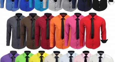 Herren Kontrast Hemd Business mit Krawatte ab 24,44€ inkl. Versand!