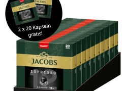 JACOBS Kapseln Espresso 12 Ristretto 10x 20 Nespresso®* kompatibel +2x 20 gratis für 59,90€ inkl. Versand!