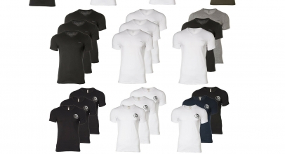 DIESEL Herren 3er Pack kurzarm T-Shirt Uni oder Mohawk Slim Fit V-Neck Crew-Neck Farbwahl für 31,96€ inkl. Versand!